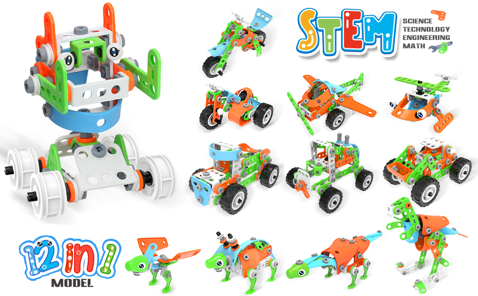 MOONTOY STEM Toys Building Blocks for 3-10 Year Old Boys Girl 240 PCS Construction Toys Gift