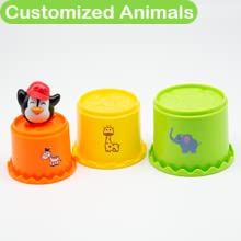 recognize animals of stacking cups
