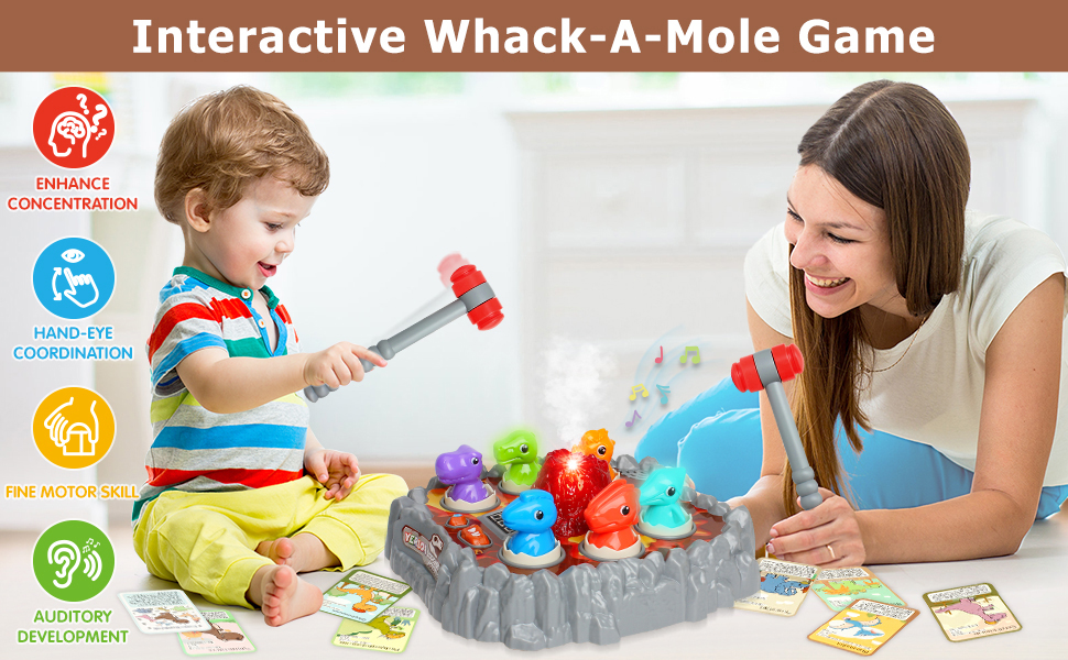 Fun Little Toys Beg1n Whack-a-Dino,Interactive Dinosaur Game